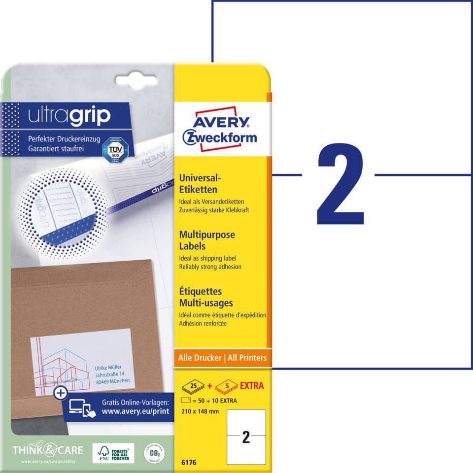 Universelle Etiketten, Mehrzwecketiketten, Etiketten, Druckmaterial, Avery Zweckform