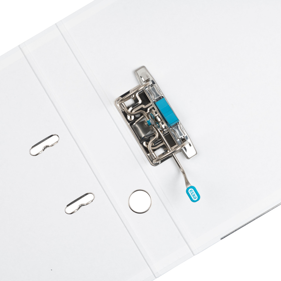 Bindung, Ringbinder, Schraubenmechanismus, Metallstift, blauer Schieber