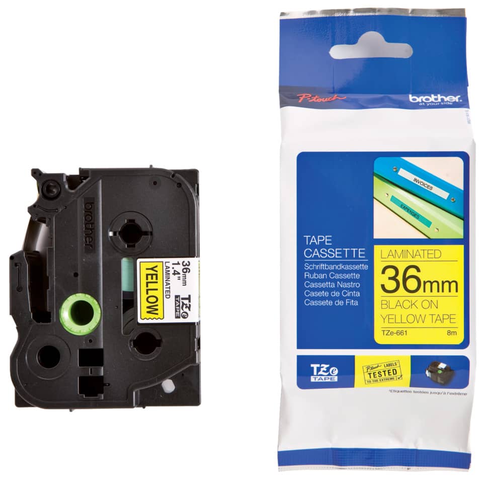Tape Cassette, 35mm, Gelb Beschriftung, Schwarz auf Gelb, Tze-661