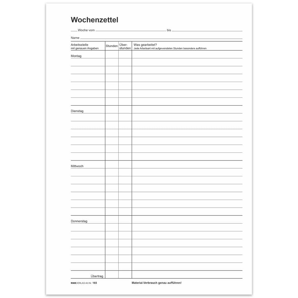 Wochenzettel, Tagesplan, Arbeitsblatt, Monat, Dienstag