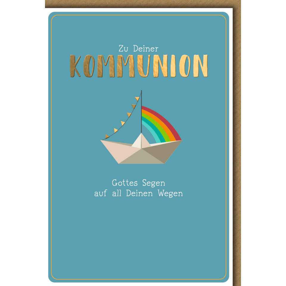 Karte, Kommunion, Schiff, Regenbogen, Gottes Segen