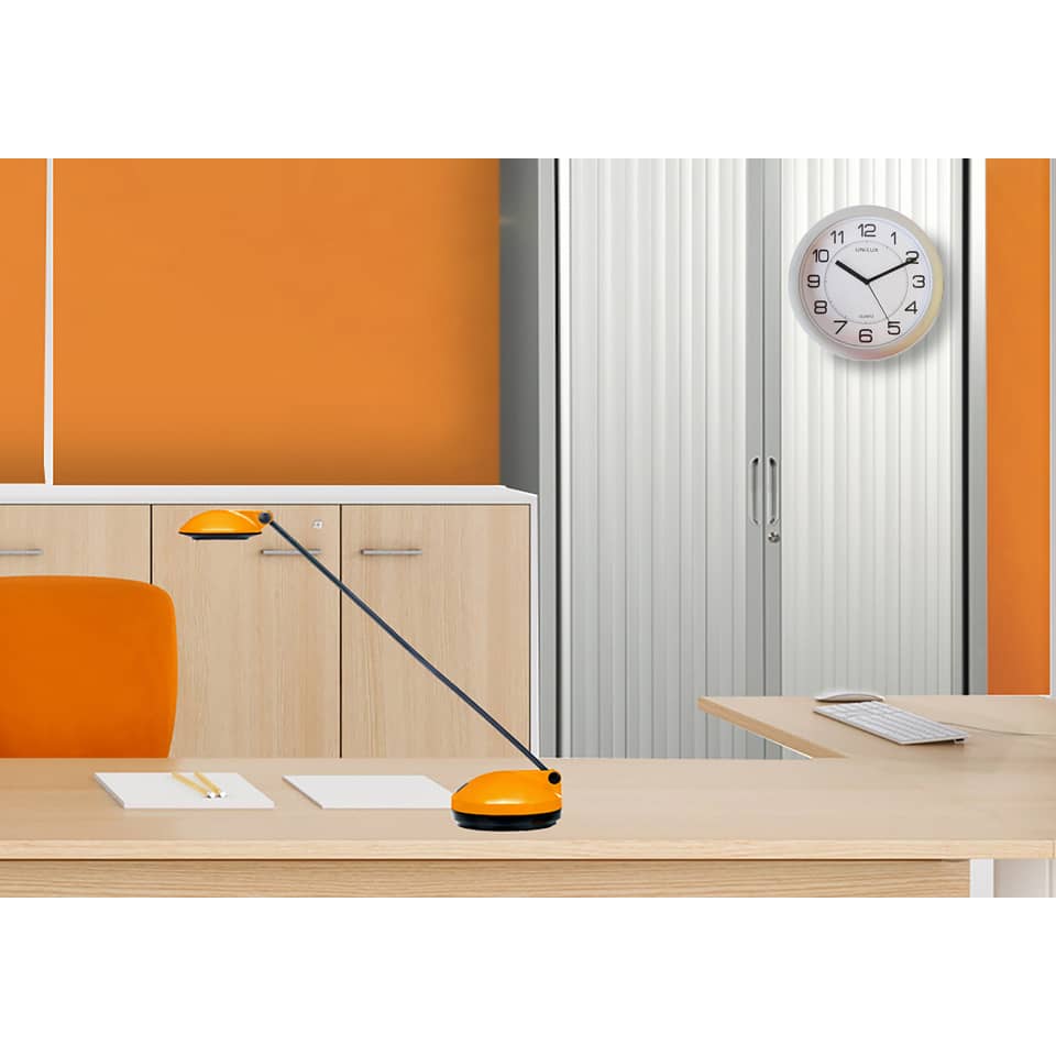 orange, Arbeitslampe, Büro, Uhr, Schrank