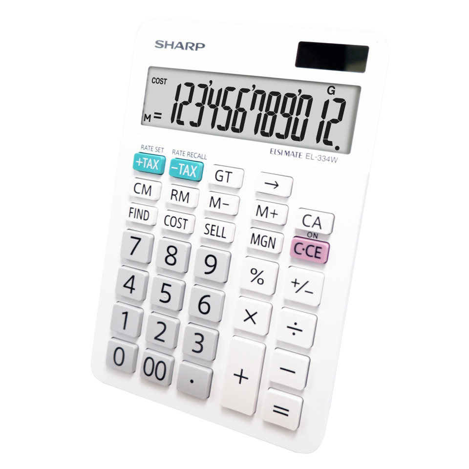Taschenrechner, Schwarz-Weiß, Digitale Anzeige, Tastatur, El-334W