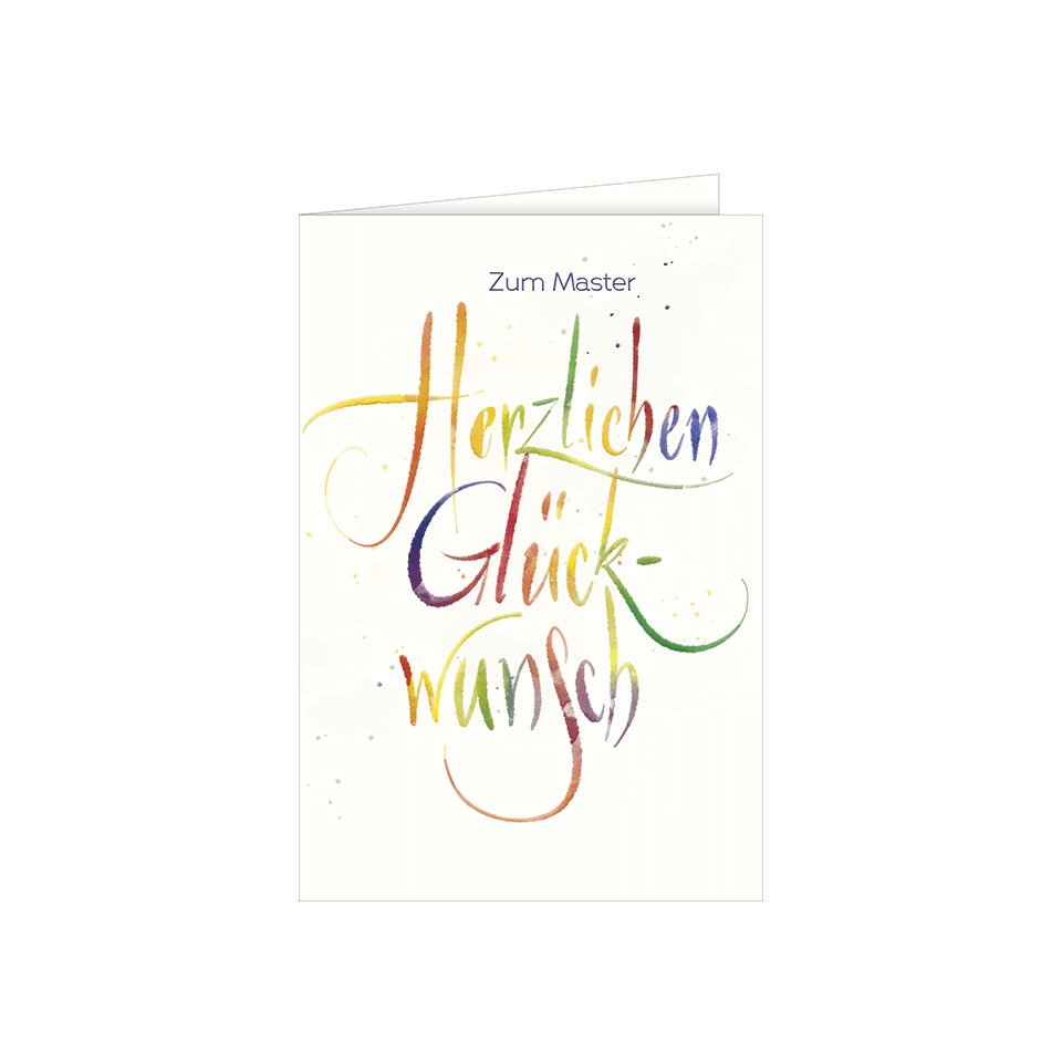 Grußkarte, Herzlichen Glückwunsch, Kartenmotiv, bunte Schrift, Aufkleberfrei