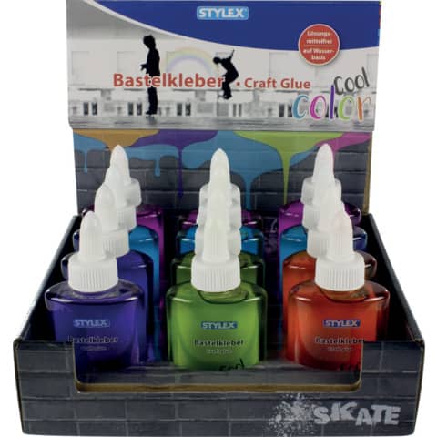 Bastelkleber Cool Color, 90 g Flasche, sortiert STYLEX 23378