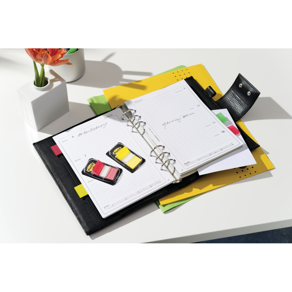 Planer, Agenda, Notizblock, Ringbuch, Haftnotizen, Schreibwaren, bunt, Gelb, Schwarz, Klebezettel