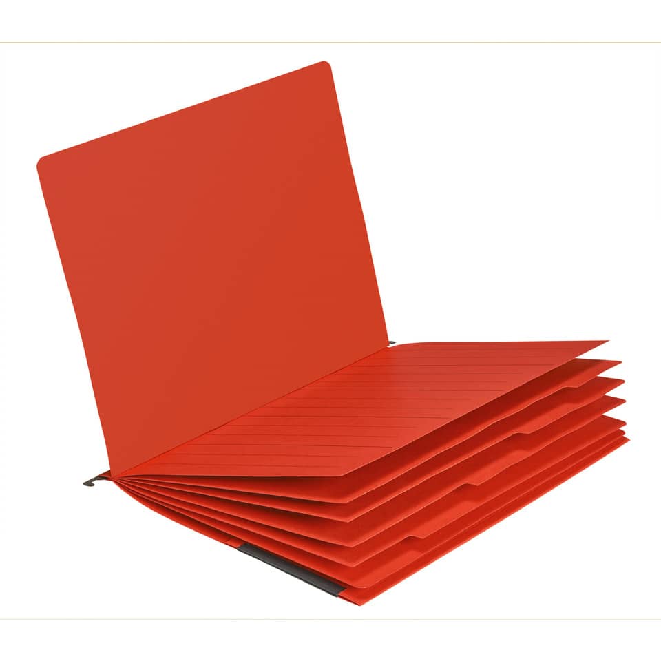 Ordner, Klarsicht, rot, Faltbuch, Halterung