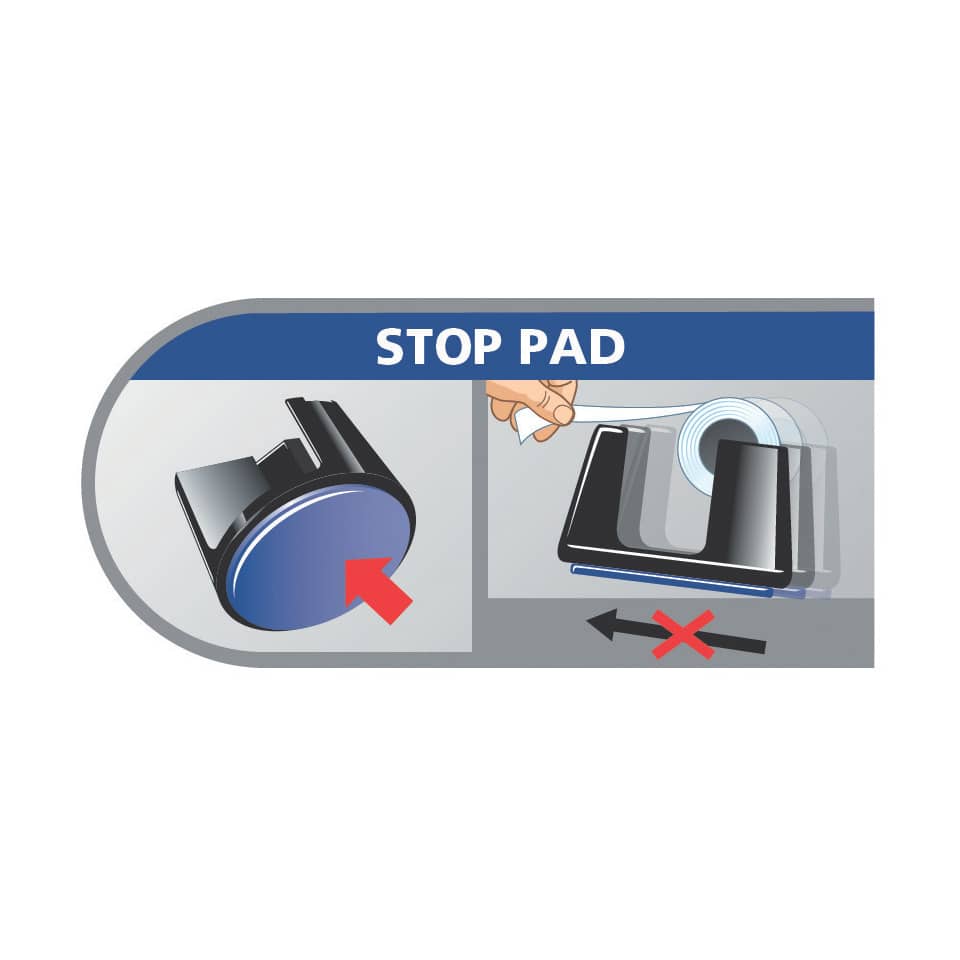 Stop Pad, Gehäuse, Rollenrad, Klebeband, Schutzpad