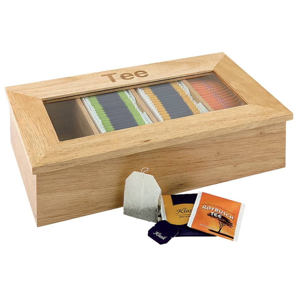 Teebox, Teelagerung, Holzbox, Teebeutel, Fachunterteilung