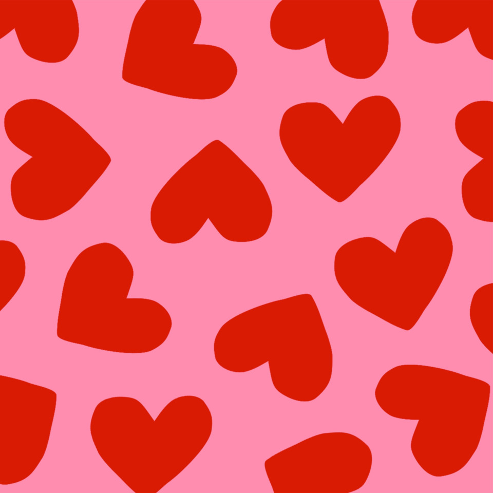 Herz-Muster, Herzen, Roter Herz, Rosa Hintergrund, Textil-Pattern