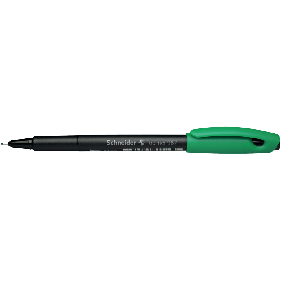 schreiber, Filzstift, grüner Griff, schwarzer Körper, Topliner 967