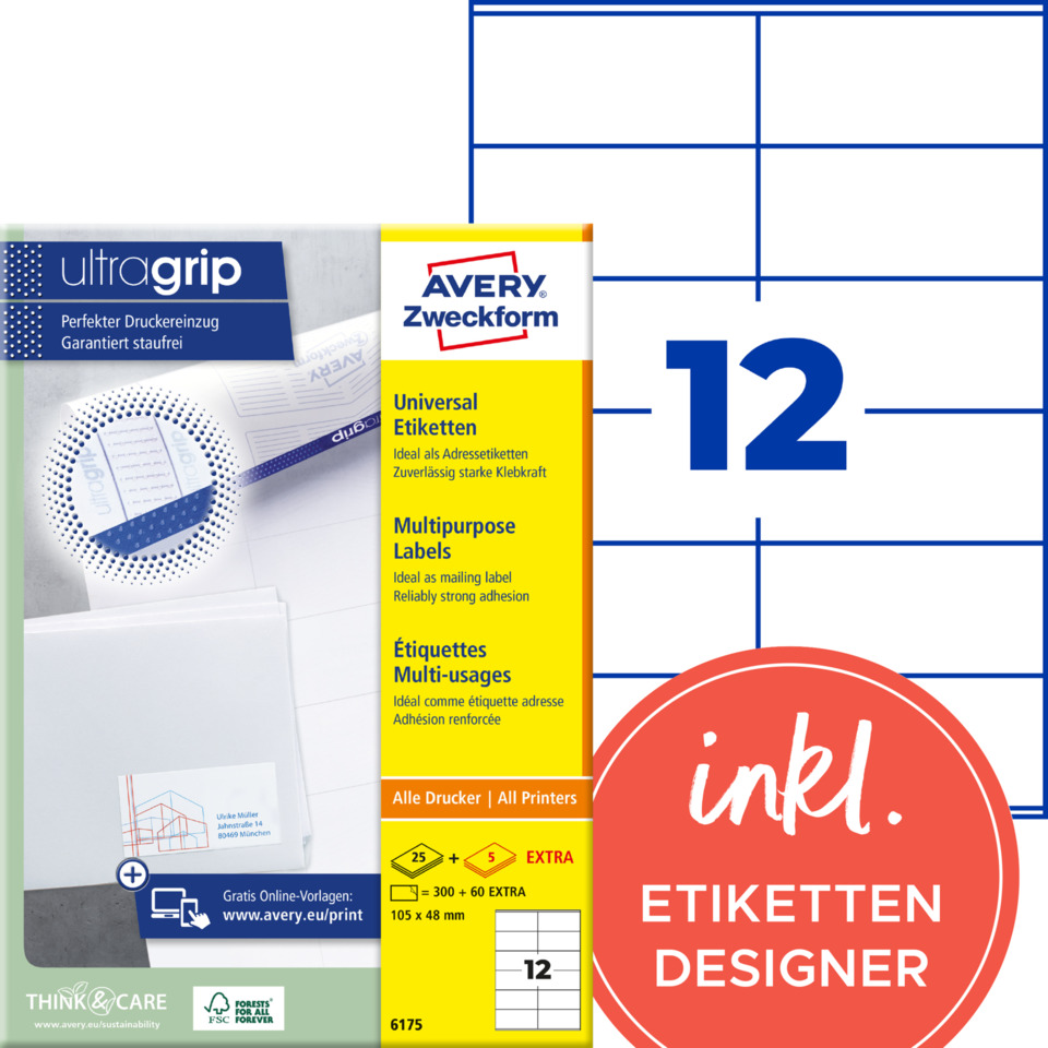 Etiketten, Universaletiketten, Multipurpose, Druckerzubehör, Label-Kit
