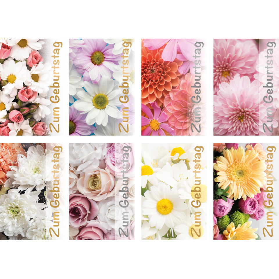 Blumen,  Blüten,  Geburtstagskarte,  Blumenmuster,  Deko-Karten
