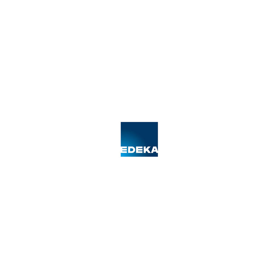 Logo, EDEKA, blaues Quadrat, Markenzeichen, zentriert