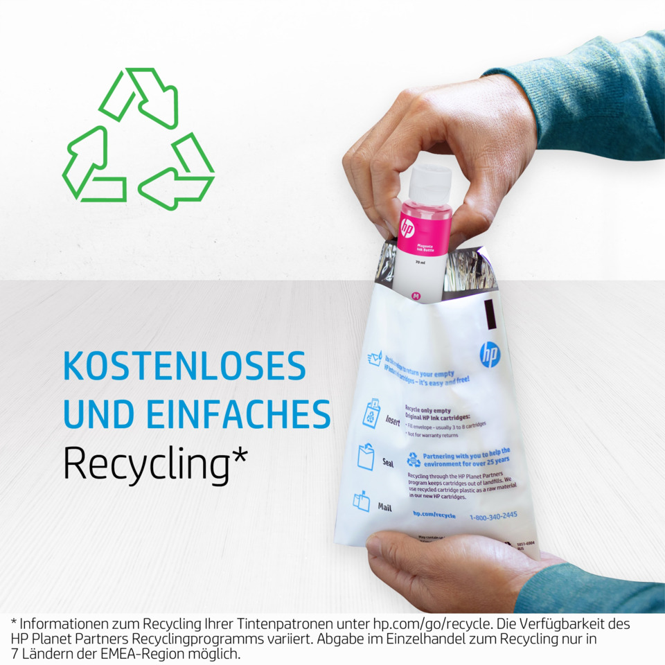 recycling, tinte, kartusche, hp, verpackung