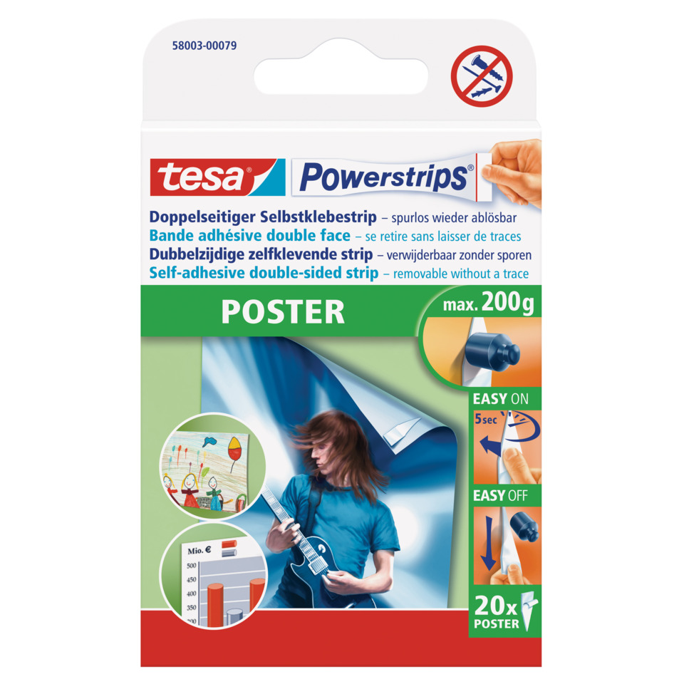 Poster, Selbstklebend, Doppelseitig, Powerstrips, Gitarre