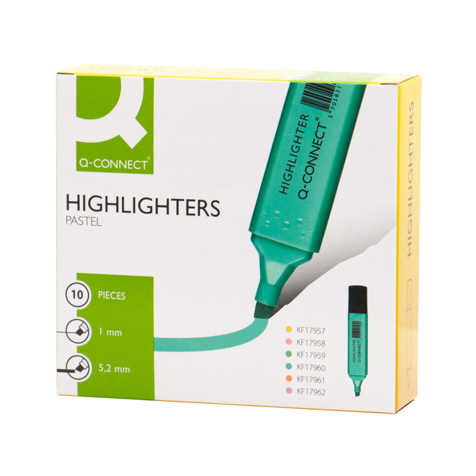 Highlighters, Pastel, Marker, Q-Connect, Boxed set
