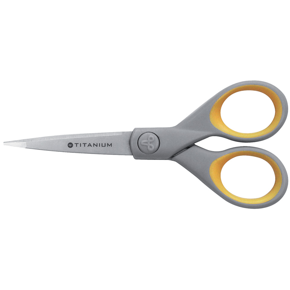 Schere, Titanium, Schneide, Grau/gelb, Haarschneideschere