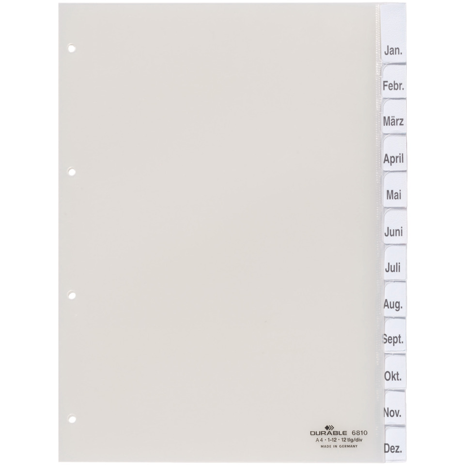Ordner, Leporello, Monatsregister, Transparente Folie, DIN A4