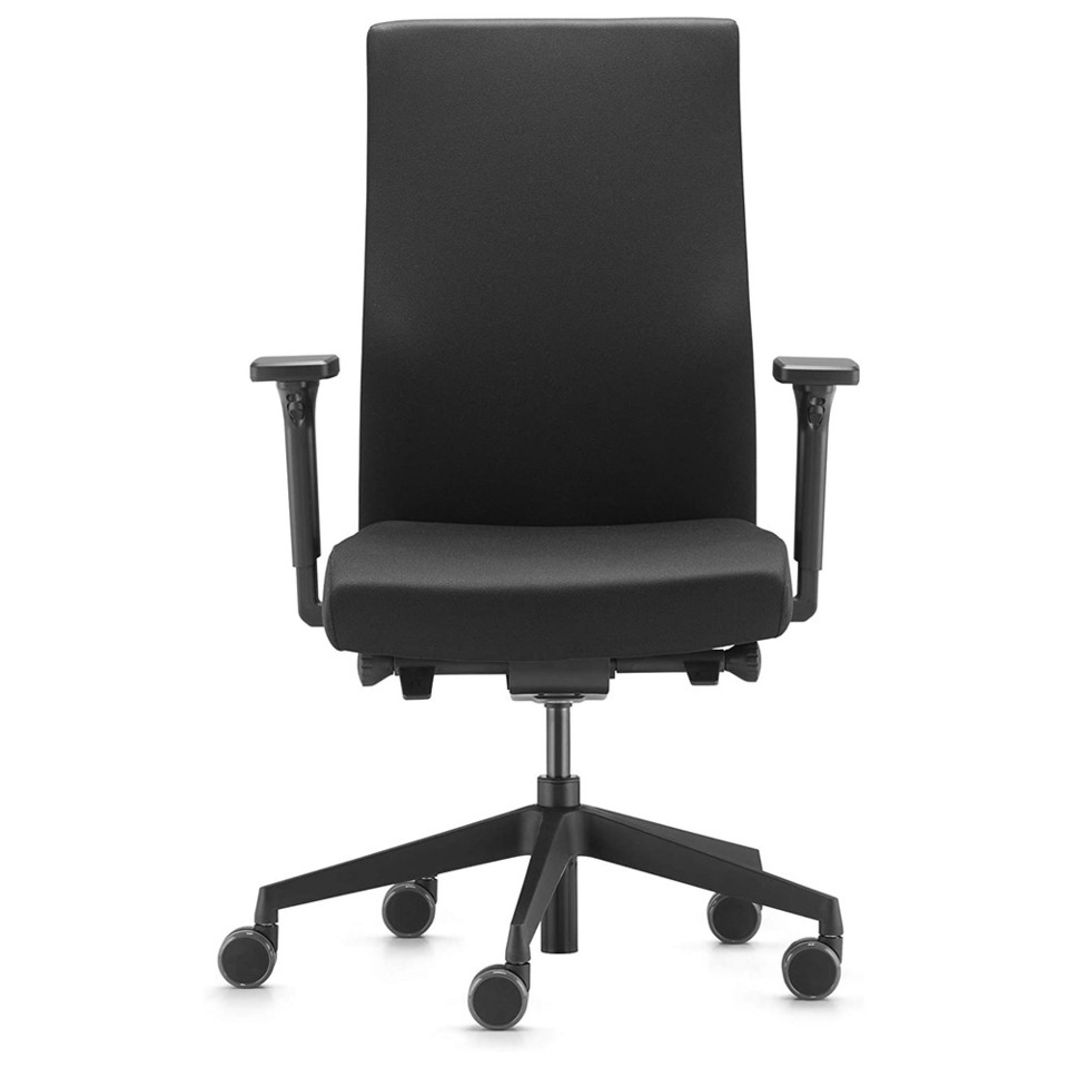  Bürostuhl, Schwarz, Hochlehner, Rollenbasis, Verstellbare Armlehnen, Schreibtischstuhl, Bürostuhl, Schwarz, rollen, Verstellbar