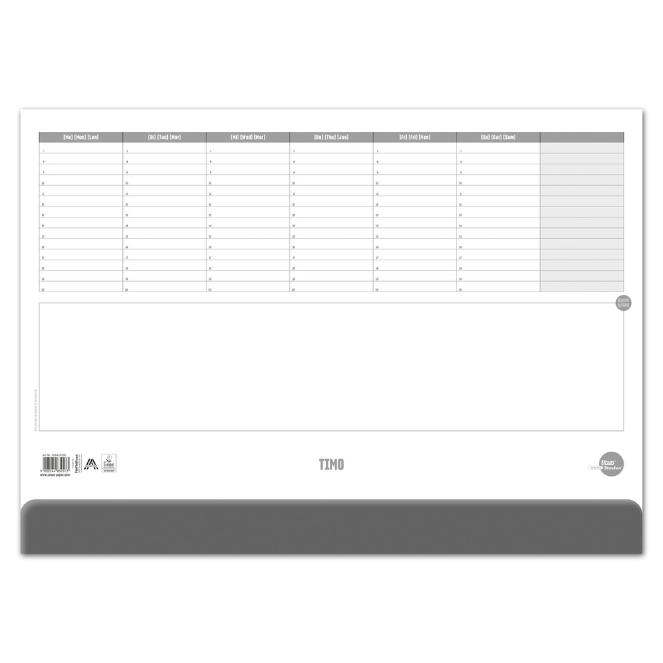Planer, Kalenderraster, Wöchentliches Planerblatt, Bürobedarf, Zeitleiste