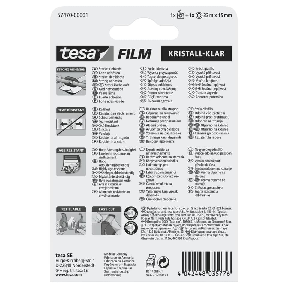 Klebeband, Filmtape, Kristall-Klar, Transparent, Adhäsion