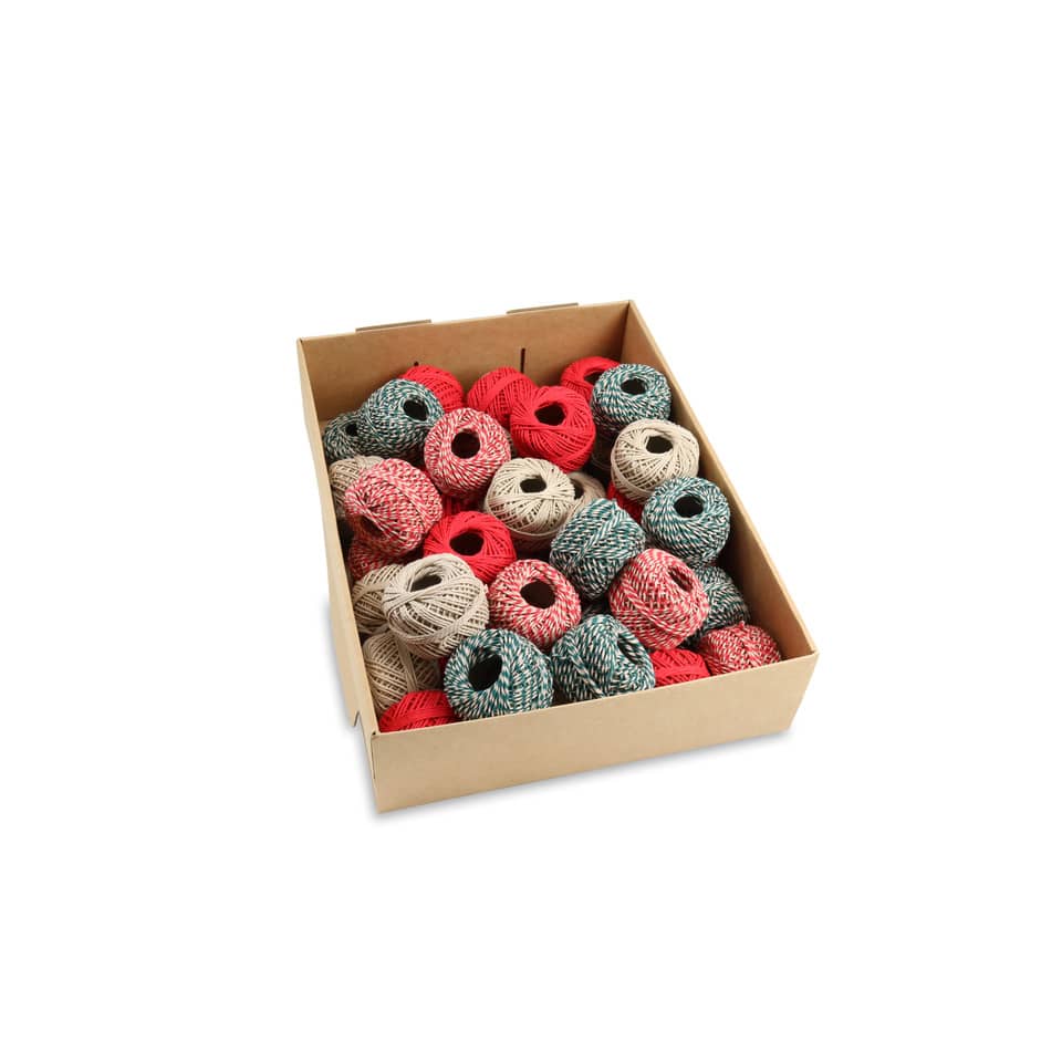 Kordelballen, Baumwolle Garn, Streifengarn, Mehrfarben, Boxenware