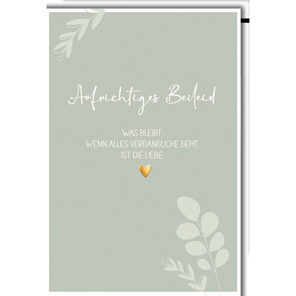Grußkarte, Hochzeitskarte, Spruchkarte, Herzmotiv, Blätterdesign