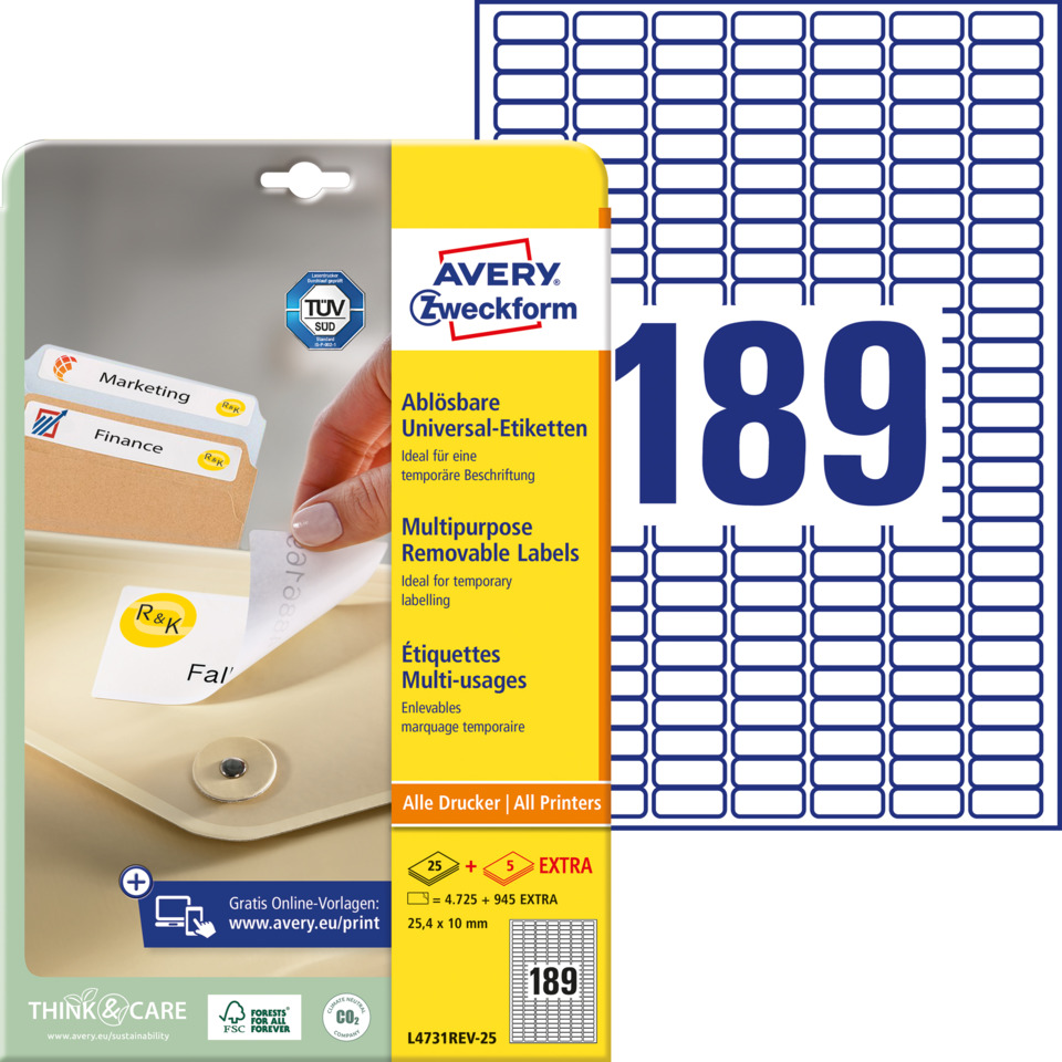 Etiketten, Etikettenrolle, Multifunktionale Labels, Druckerzubehör, Klebebandetiketten