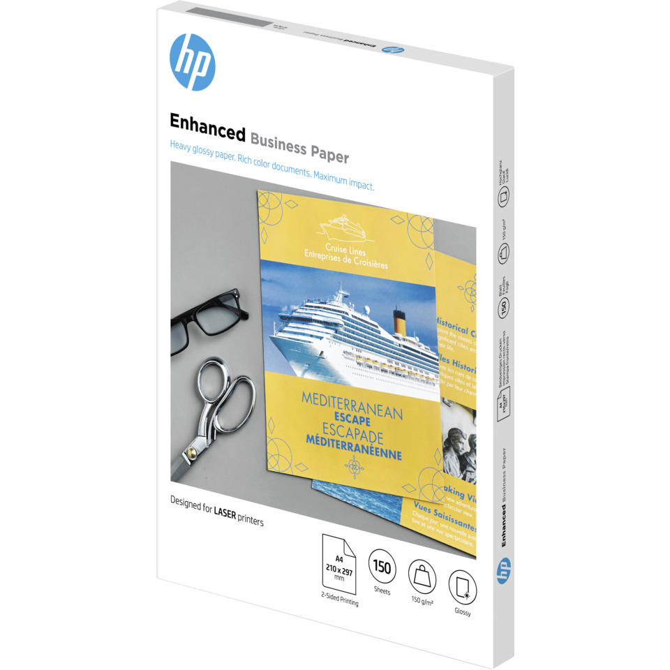 Enhanced Paper, Heavy glossy paper, A4 size, 150 sheets, glossy finish, A4-Papier, Druckerpapier, glänzend, Heavy-Glossy, HP