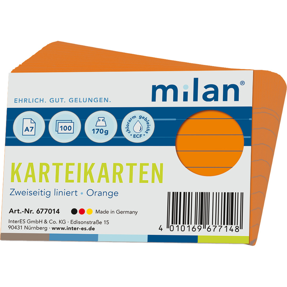Karten, Karteikarten, Orange, Zweiseitig, Liniert