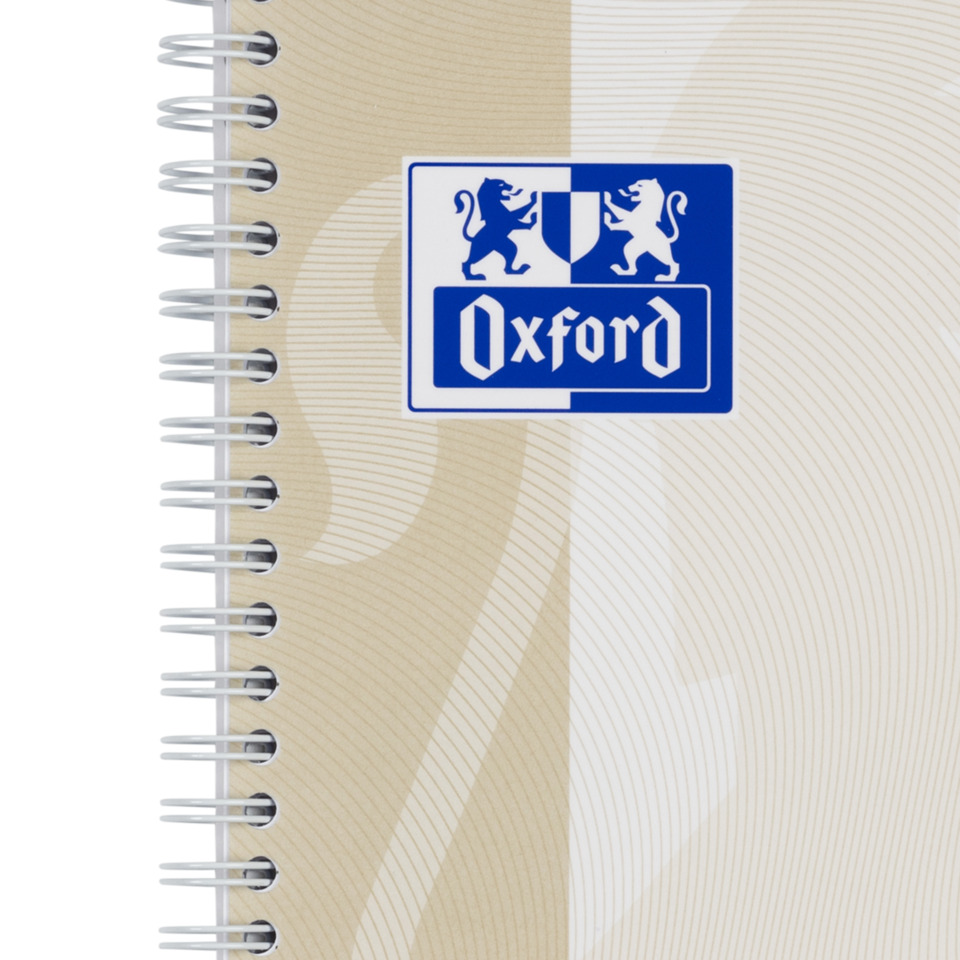 notebook, spiral-bound, Oxford, blaues Logo, beiges Muster