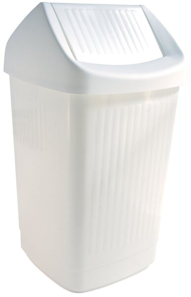 Schwingdeckelabfallbehälter, 25 Liter, weiß, mit Klappe, Polystyrol, (H x B x T) 560 x 330 x 330 mm