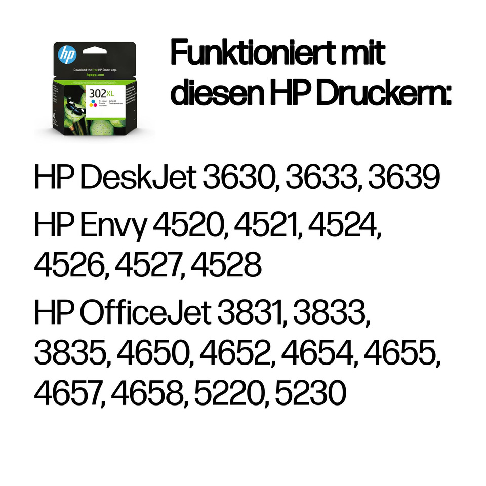 Tintenpatrone, HP Tintenpatrone, 302XL, Farbpatronen, Druckerzubehör