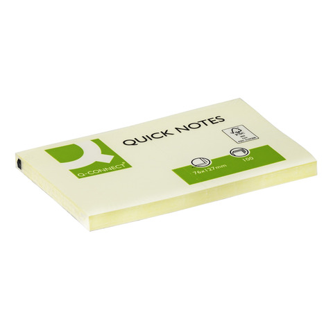 Haftnotizblock Quick Notes, 100 Blatt, 1 Stück, 76x127mm, gelb Q-CONNECT KF10503