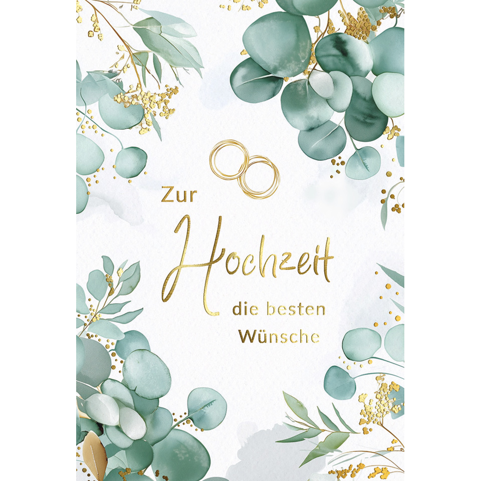 Hochzeit, Wünsche, Karten-Design, Goldakzente, Blätter