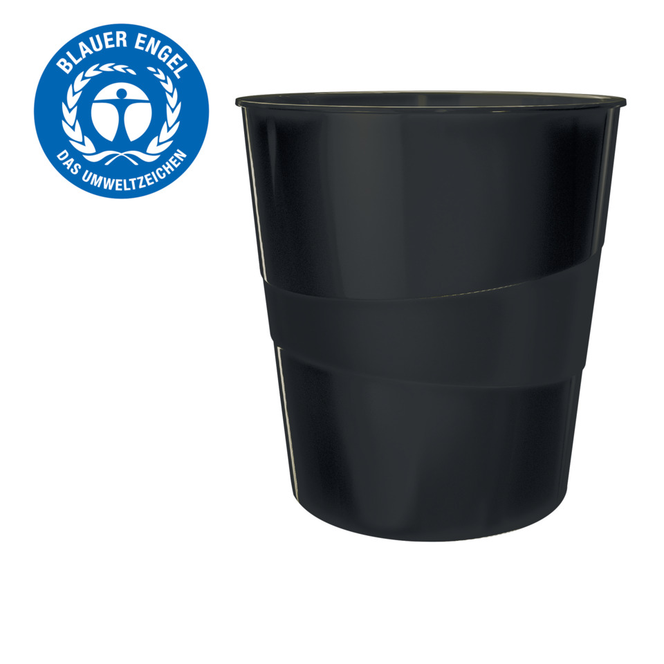 Eimer, Gummiert, Schwarz, Barrel, Umweltzeichen
