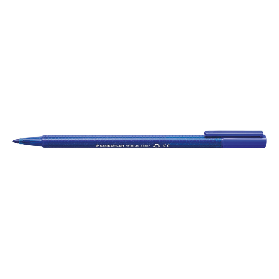 blauer Stift, Kugelschreiber, Staedtler triplus color, Kunststoffkörper, Clip