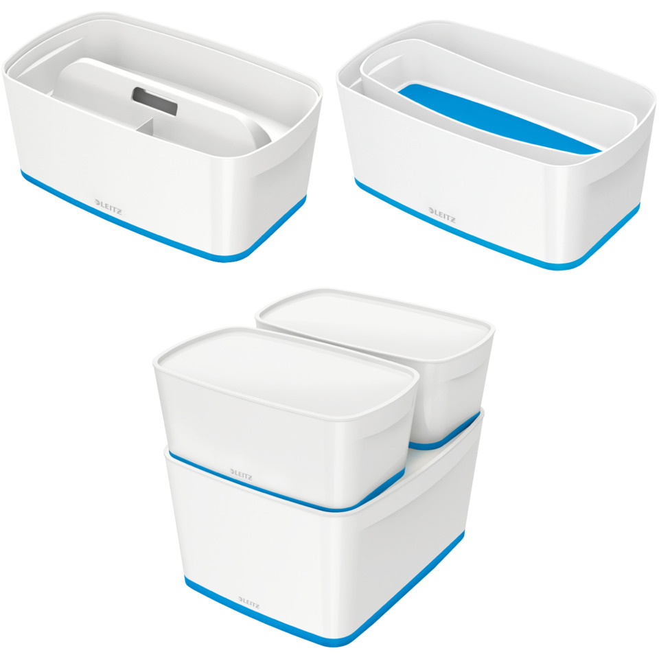 organizer, storage box, stackable, plastic, blue rim, organizer, storage box, tray, stowage, stackable