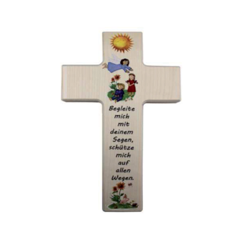 Kreuz, Holzgravur, Segen, Figuren, Beschriftung