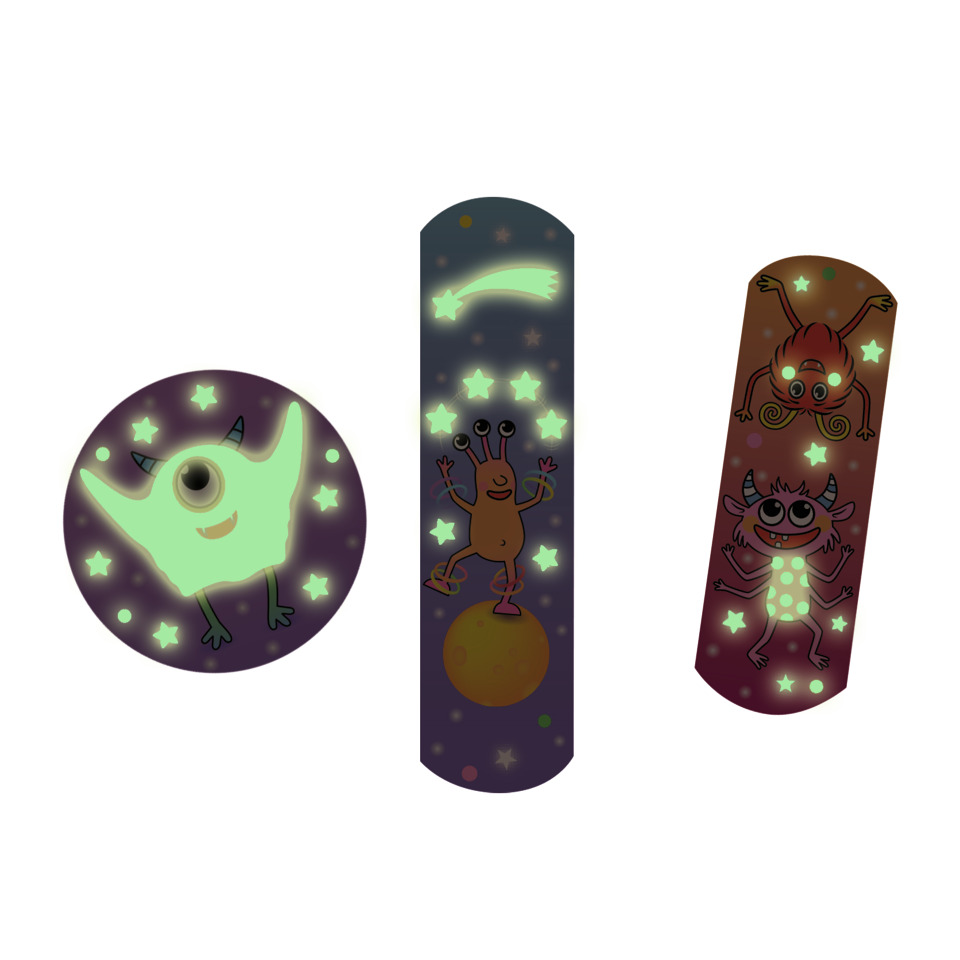 glow-in-the-dark, alien, aufkleber, sterne, weltraum