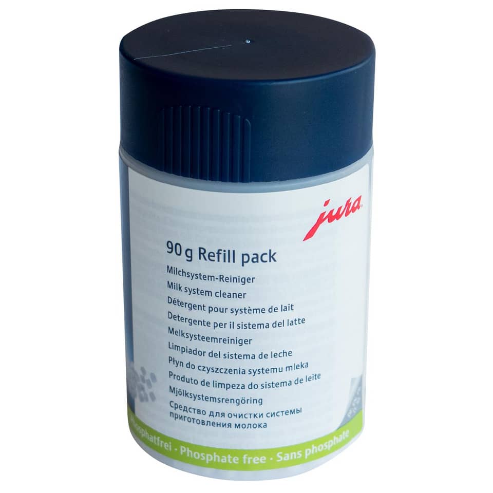 Milchsystem-Reiniger, Reinigungsflasche, 90 g Nachfüllpack, Milchaufschäumen, Phosphatefrei