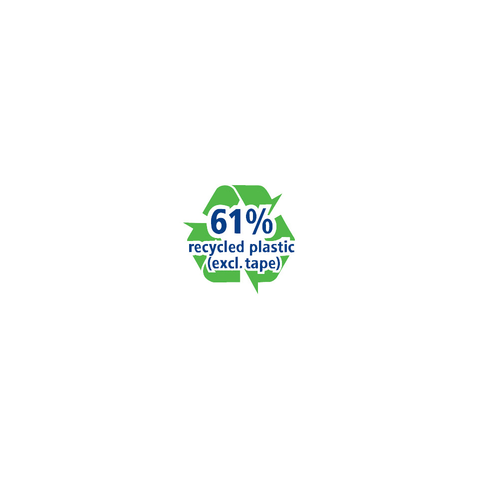 recycelter Kunststoff, 61%, ohne Klebeband, Logo, Symbol