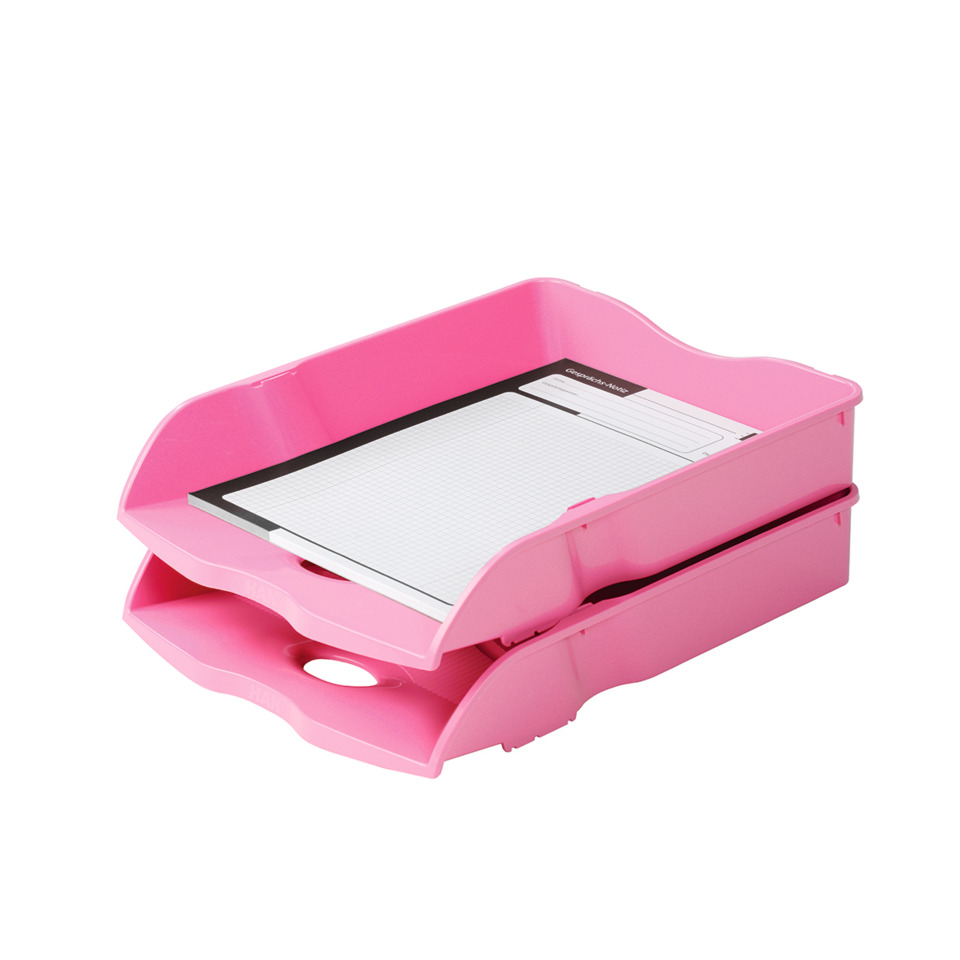 Schreibtischorganizer, Ablage, Ordnerhalter, Drehpapierablage, pink