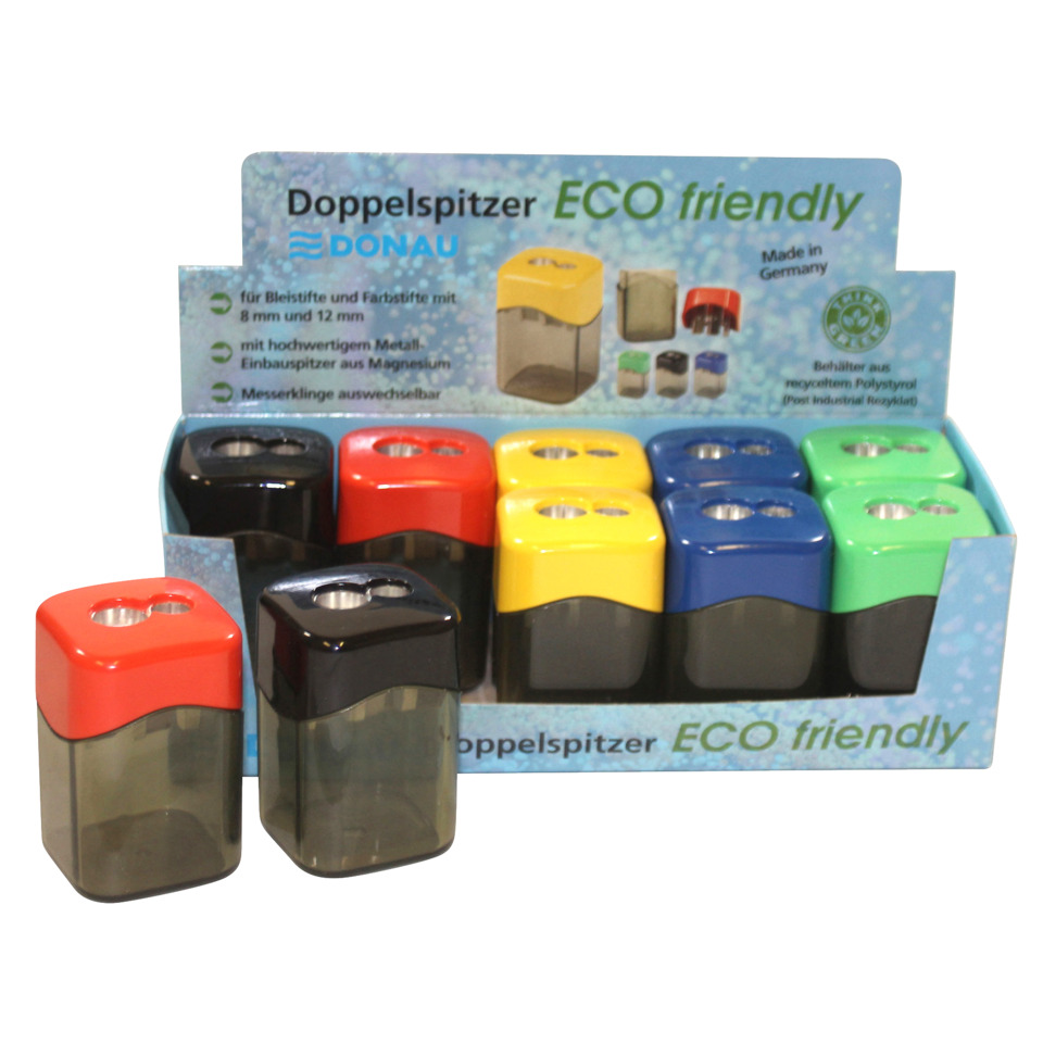Doppelspitzer, Eco friendly, Kunststoffspitzer, bunt, Großes Sichtfenster