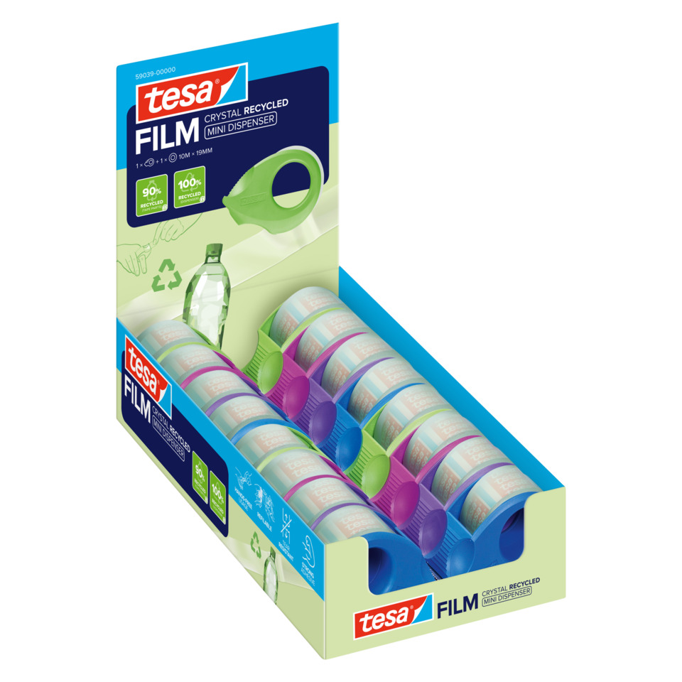 mini dispenser, film, Klebeband, recycled, bunt