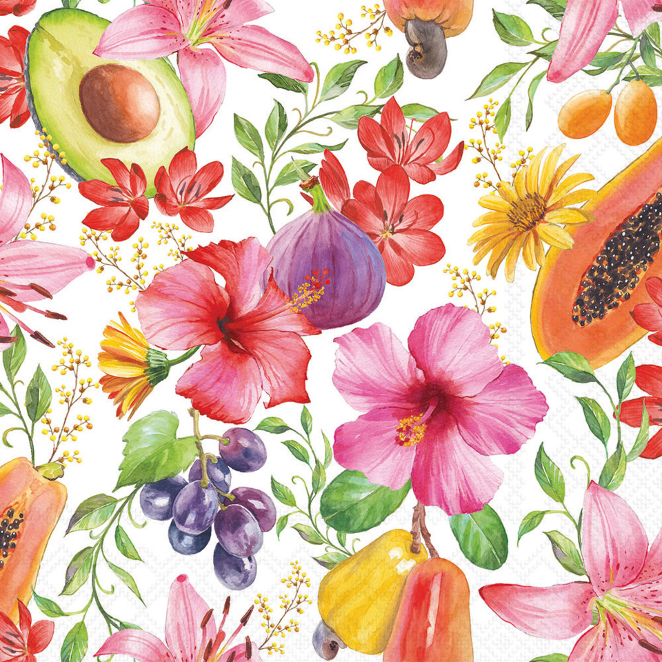 blumenmuster, florale, fruchtmix, papaya, avocado