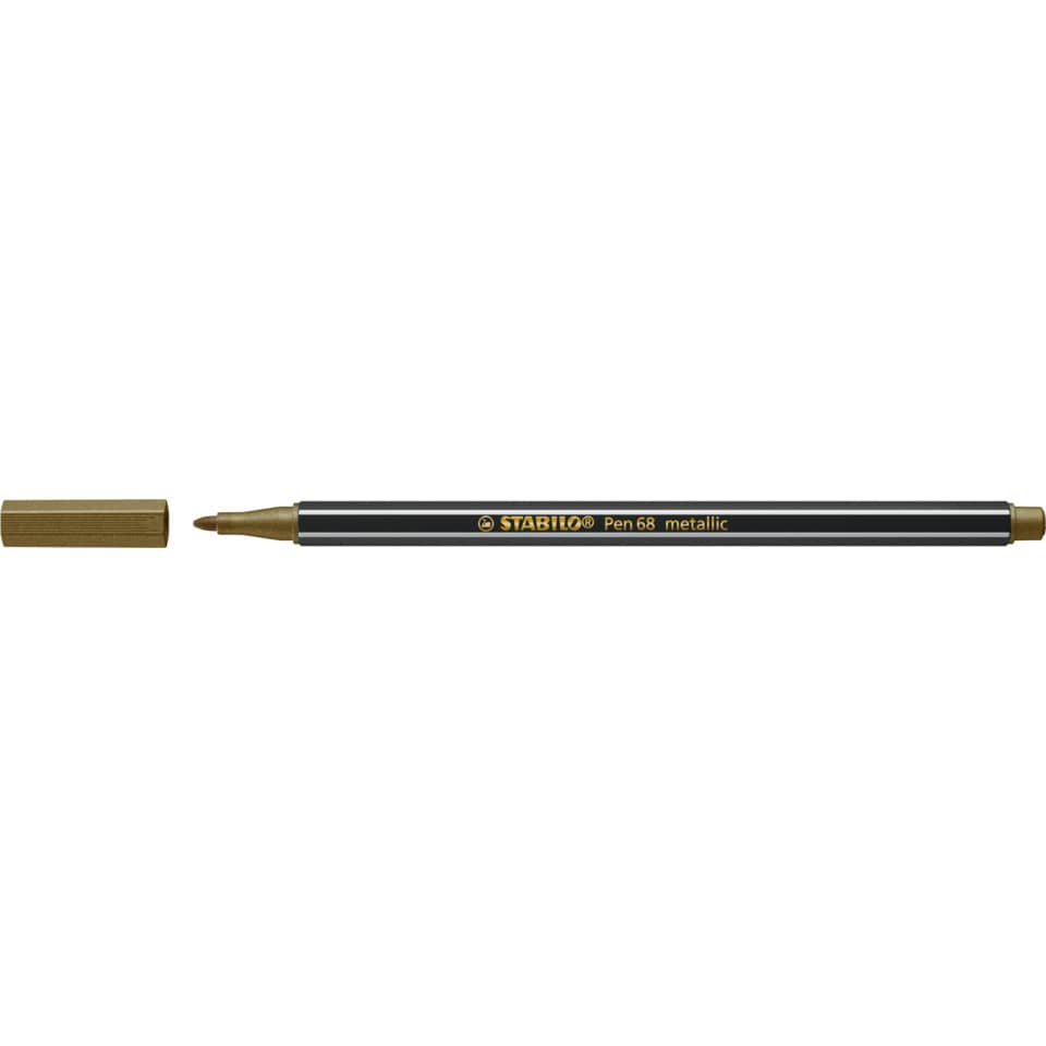 Stabilo Pen, metallic, gold tip, black body, roller pen