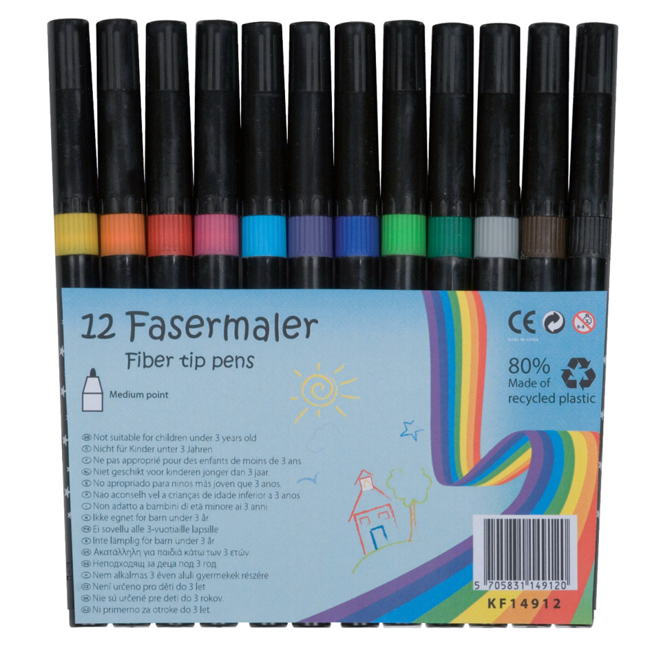 12-fasermaler, Filper tip pens, Faserstifte, bunte Marker, Kunstset