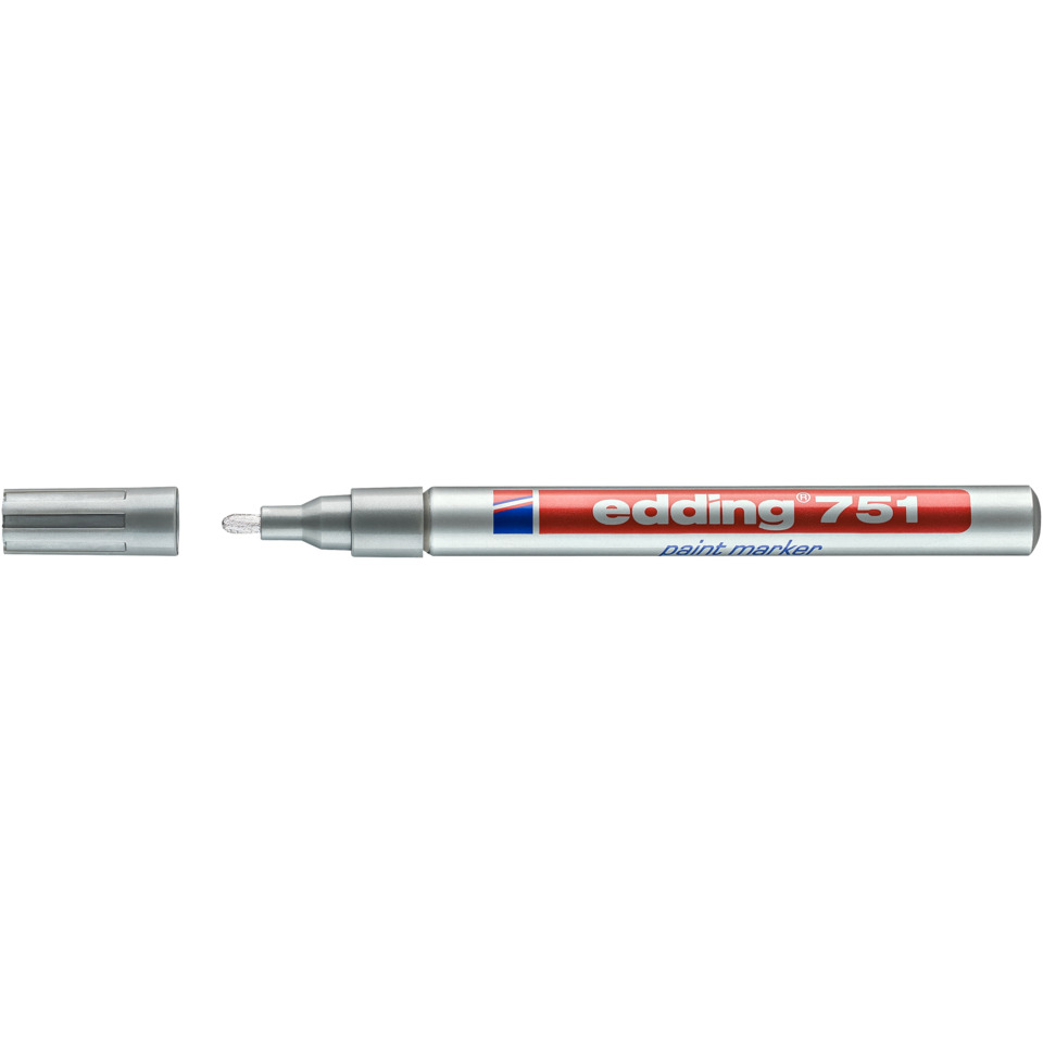Stiftmarker, ed ding 751, Metallkörper, helle rote Beschriftung, Marker mit zwei Spitzen